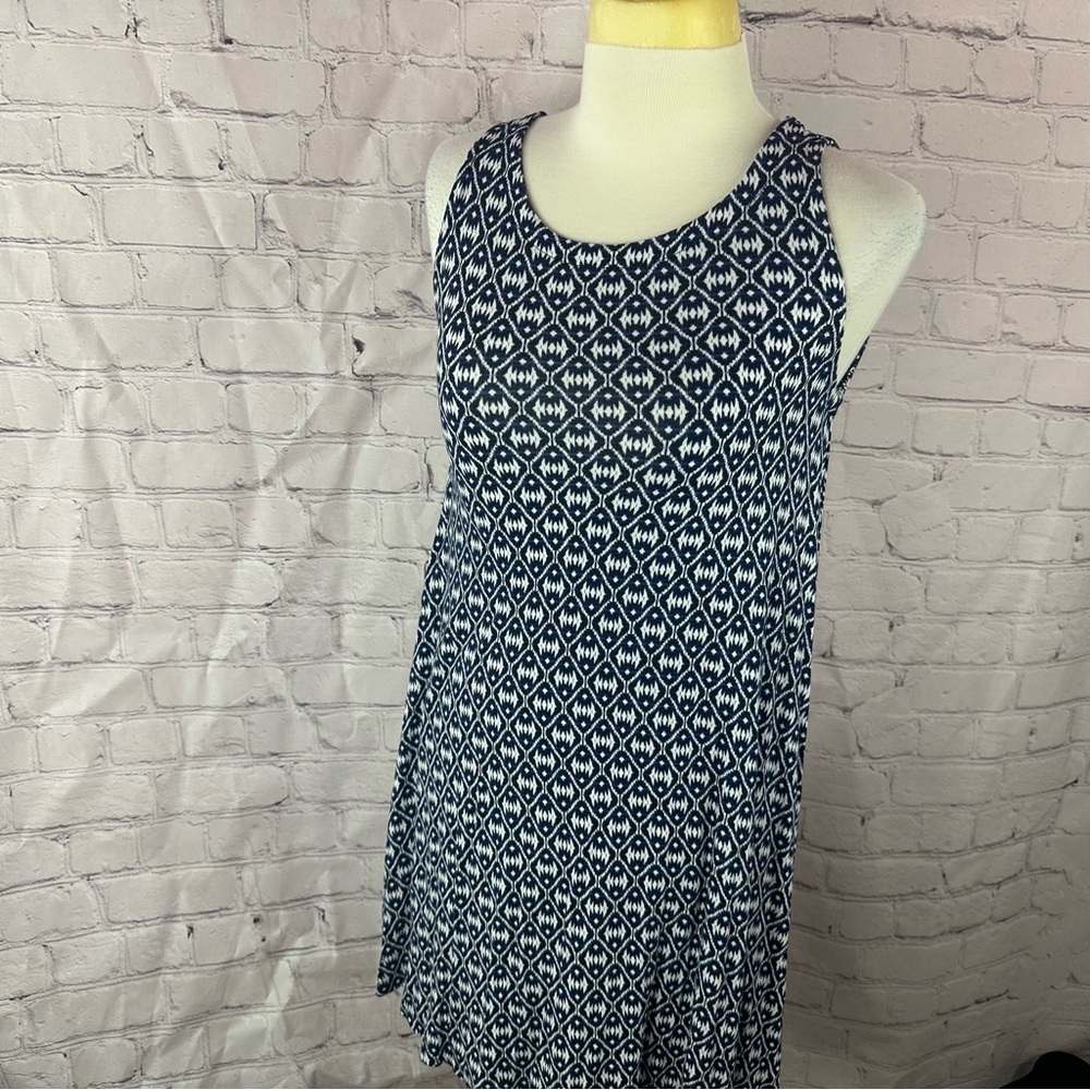 ann taylor LOFT outlet Navy White Geometric shift Dress sleeveless XS petite